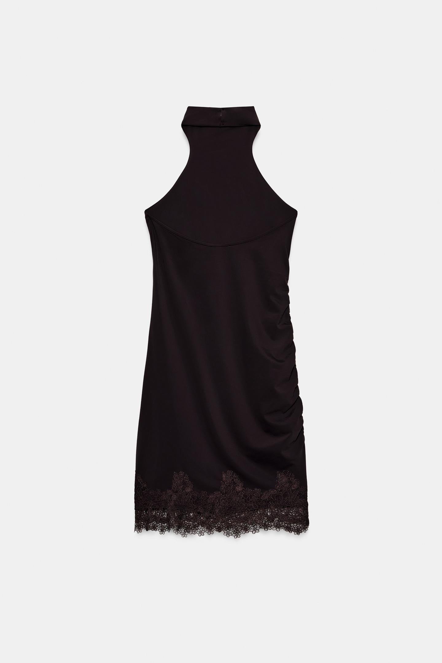 Vestido Mini Halter con Encaje - Vista lateral