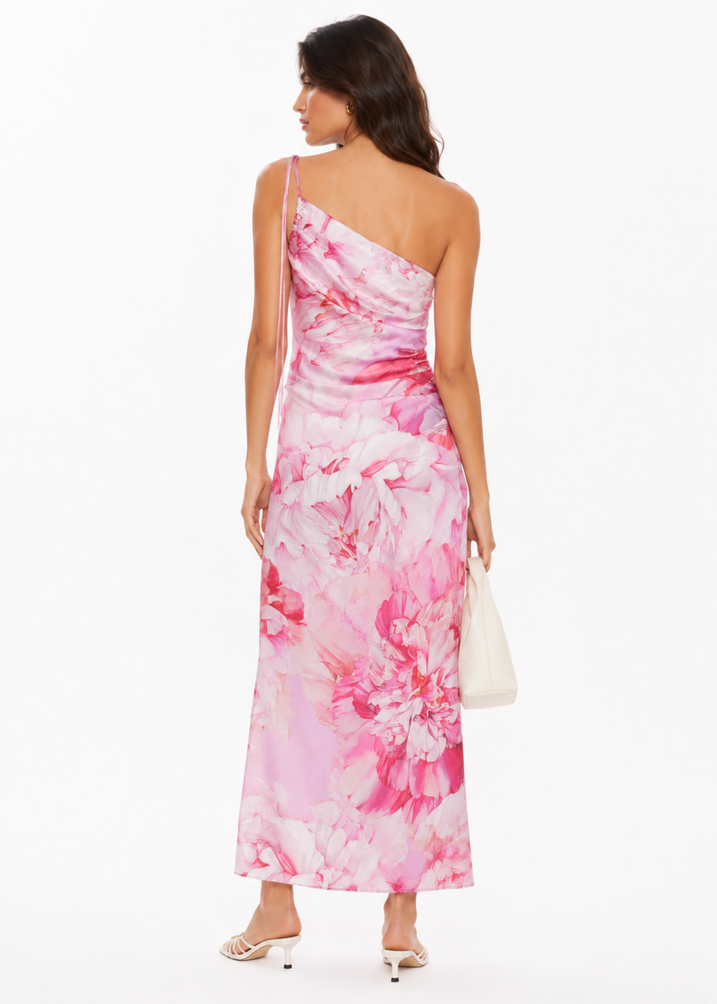 Vestido satinado asimétrico floral