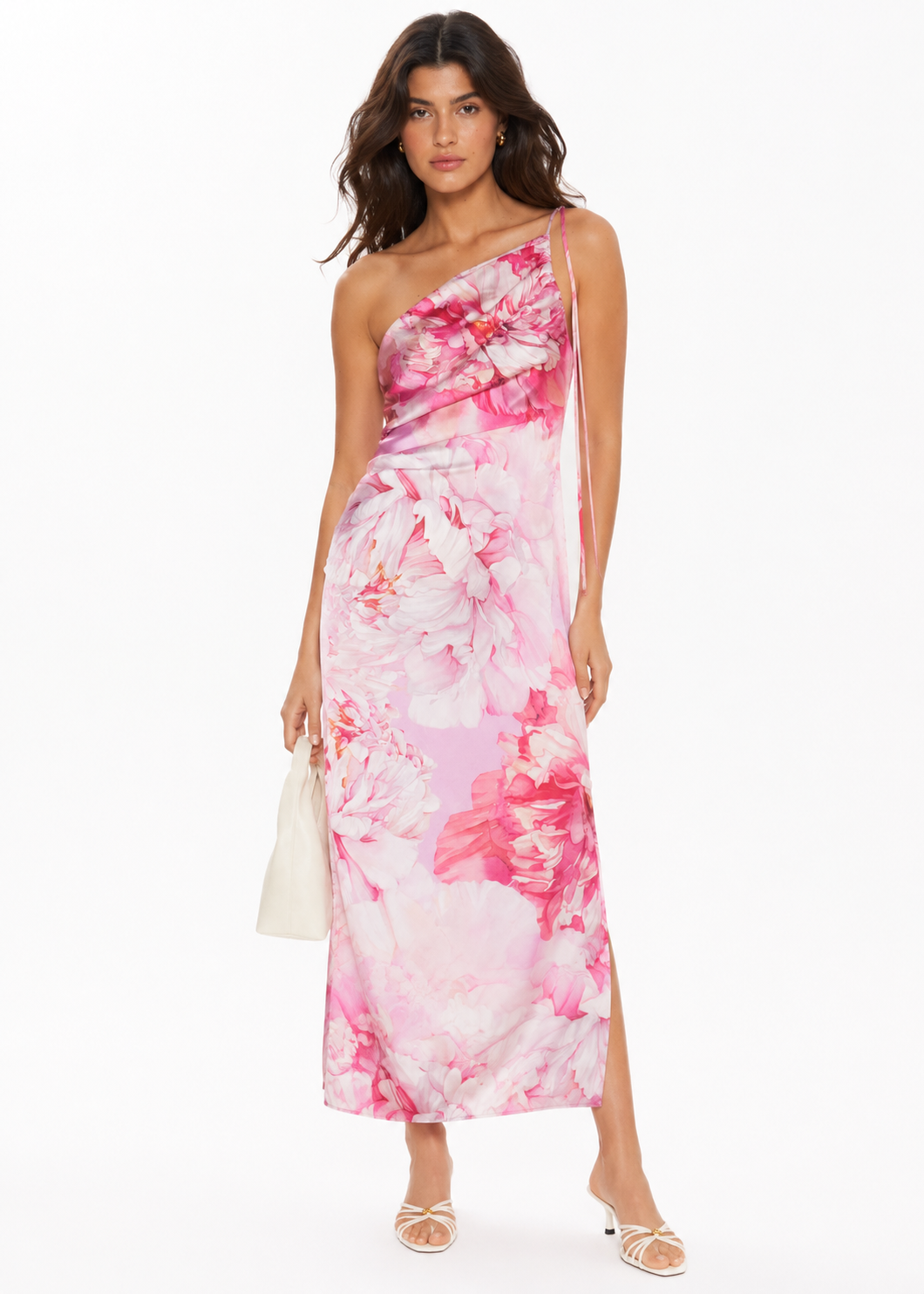 Vestido satinado asimétrico floral